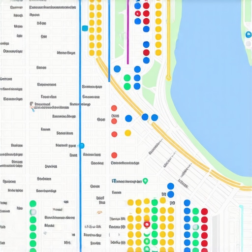 A visual heat map showing local search rankings across different geographic points in a city grid.