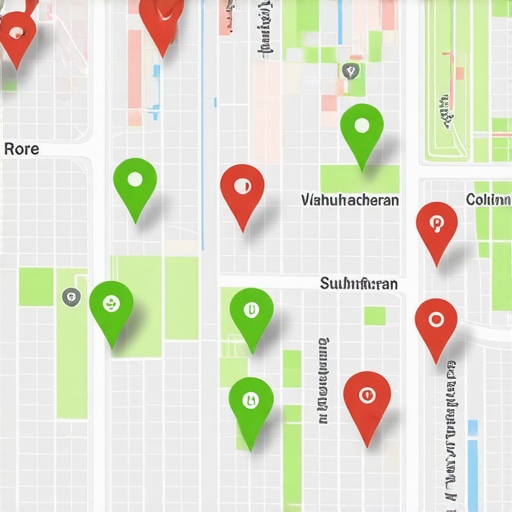A map showing local search rankings across a geographic grid for a business map pack.
