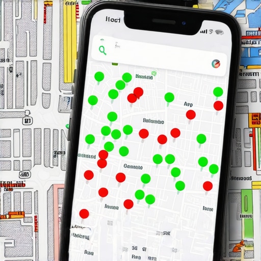 A grid-based heat map showing local map pack ranking positions for a business across a neighborhood.