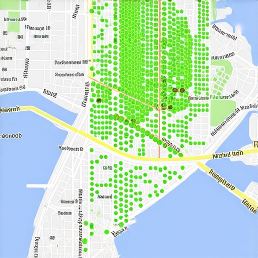 A visual map showing dominant local pack entry positions across a city grid.