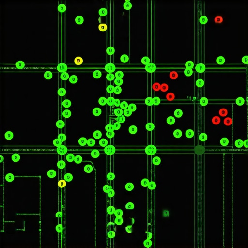 A visual representation of business map pack ranking across different geographic coordinates.