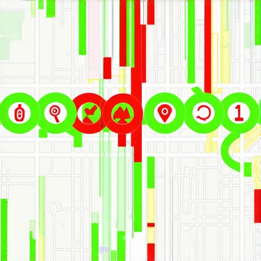 A visual representation of a local search grid showing ranking fluctuations across a geographic area.