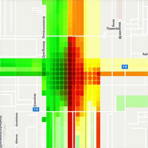 A heat map showing how business map pack rankings change based on the searcher's physical location.