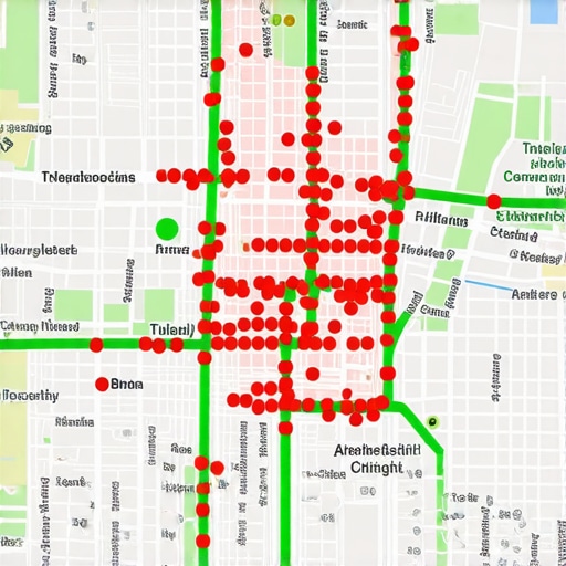 A heatmap showing how a business ranks in the local pack across different geographical locations.