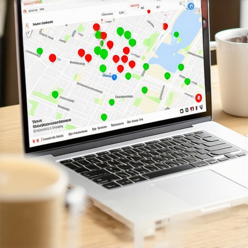 A local search ranking grid showing map pack placement across a geographic area.