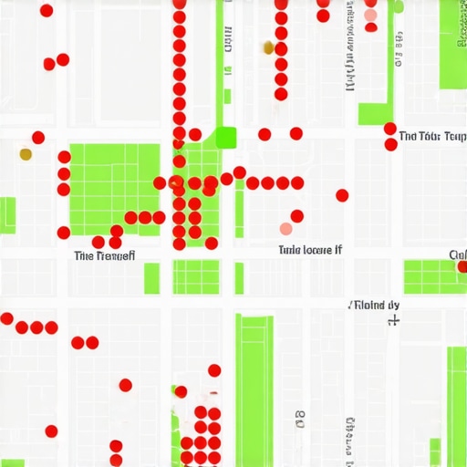 A 5x5 mile grid rank tracker showing business map pack performance across different neighborhoods.