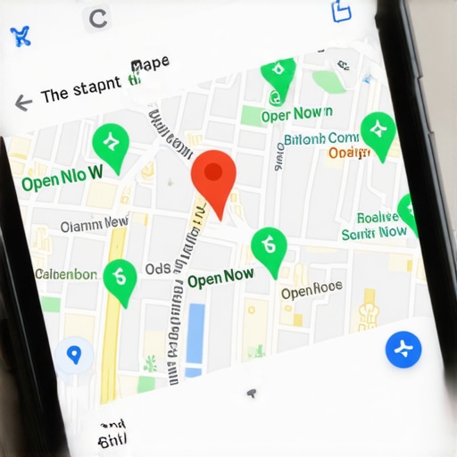 A smartphone showing active local map pack listings on Google Maps search results.