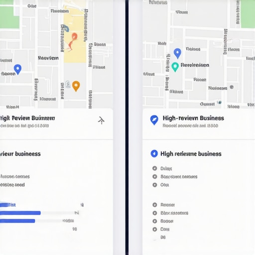 Comparison of review count vs. local relevance in Google Map Pack rankings.