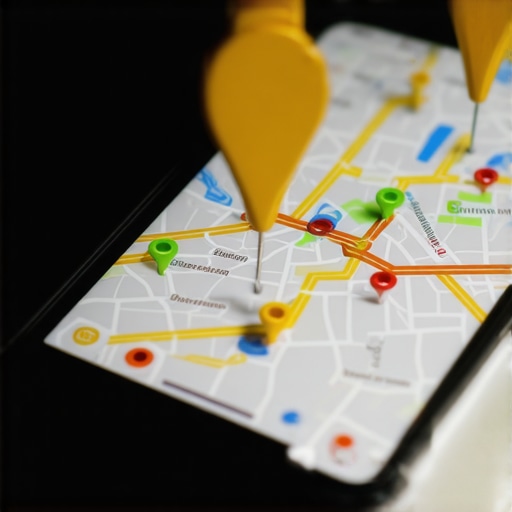 A smartphone displaying a business map with a top-ranked listing highlighted.