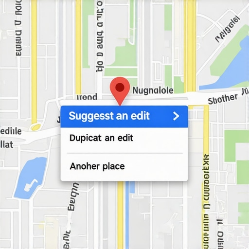 Merging Duplicate Google Business Profiles The interface used to suggest an edit for a duplicate local listing on Google Maps.