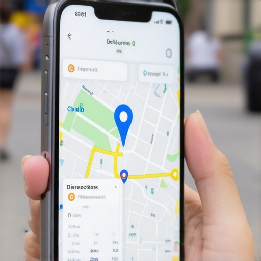 Smartphone showing Google Map search results and engagement buttons