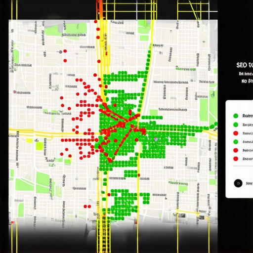 A digital interface showing a grid-based rank tracker for local map pack placement.