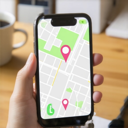 A smartphone showing successful local pack placement for a business on a map.