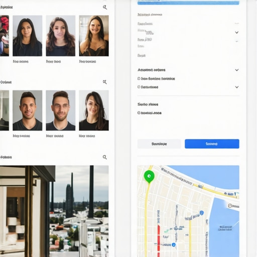 Infographic comparing a low-ranking business map profile with a high-ranking one featuring real photos and correct categories.