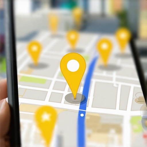 Smartphone displaying a business ranking high in the local map pack with a star icon.