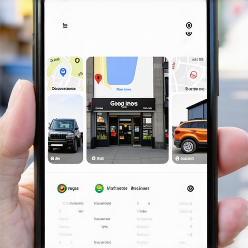A person viewing a local business profile on Google Maps with authentic photos to improve map pack placement.