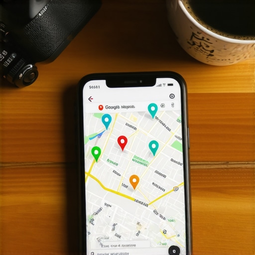 A smartphone showing local business map rankings on a desk.