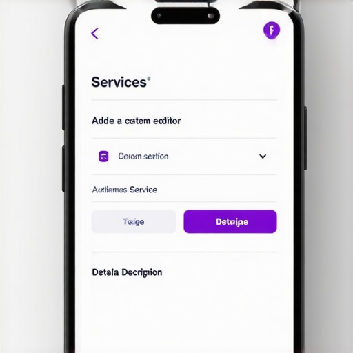 A person editing their business services on a smartphone to improve map pack rankings.