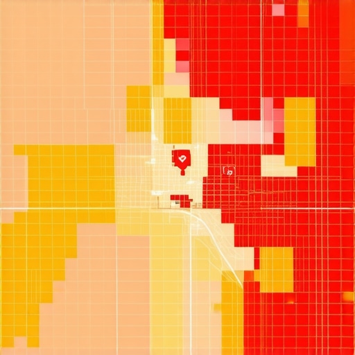 Map showing local SEO ranking circles around a business location