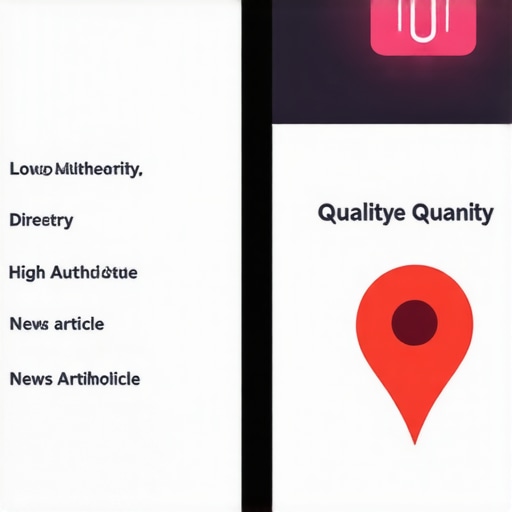Graphic showing the difference between junk citations and high-authority local links for map pack placement.