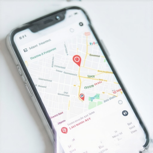 A smartphone showing clean local map pack listings on a desk