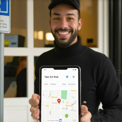 Local business owner celebrating a top local pack entry on a tablet screen