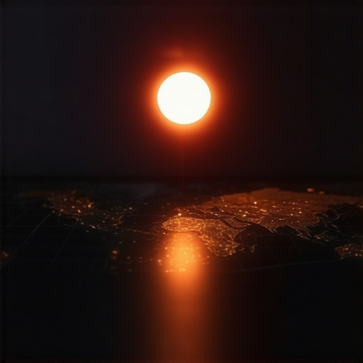 A glowing digital map pin on a stylized grid map representing high-quality local authority signals