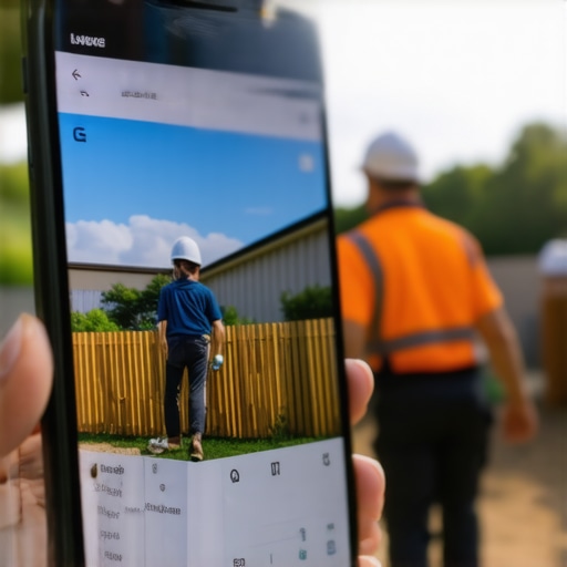 A worker uploading a project photo to a Google Business Profile to boost local rankings.