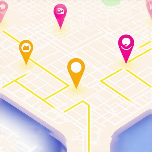 Digital map showing how brand mentions from local websites influence map pack rankings.