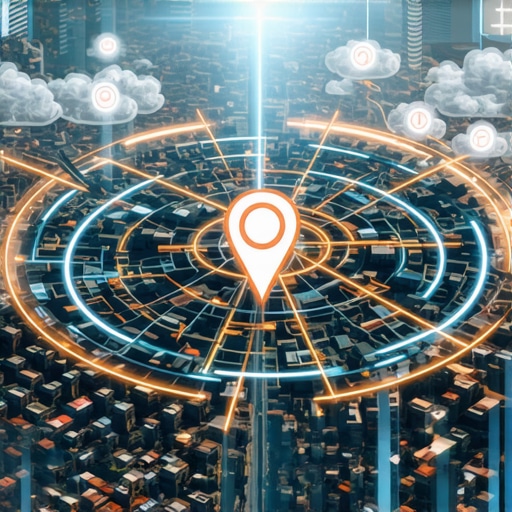 A digital map illustration showing how local relevance and keywords impact map pack rankings.