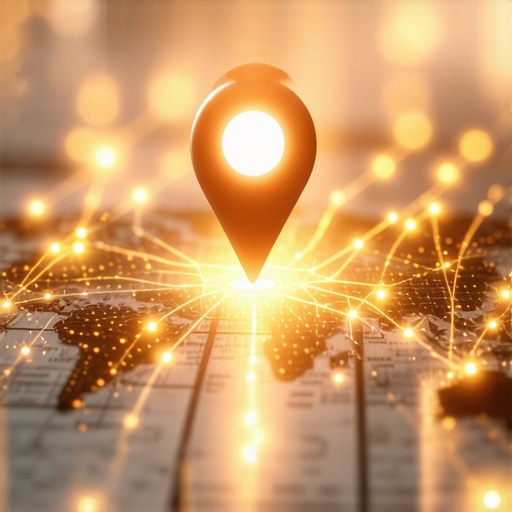 A digital map showing a business ranking high despite being further away from the searcher's location.