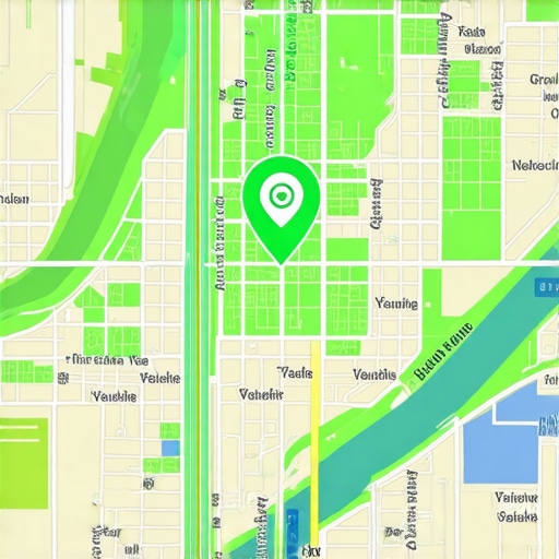 A map heatmap showing business ranking strength in a local neighborhood.