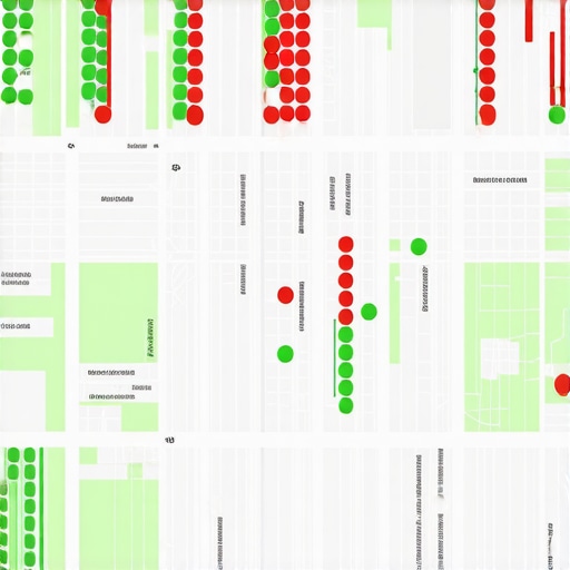 A digital map showing business rankings across different local coordinates using a grid tracking tool.