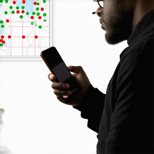 A grid-based rank tracking tool showing the proximity of a map pack listing.