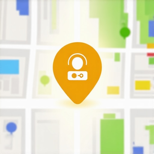 A conceptual digital map showing a business ranking across multiple neighborhoods through prominence signals.