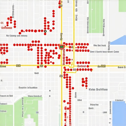 Local search ranking grid map showing variable business visibility across different blocks.