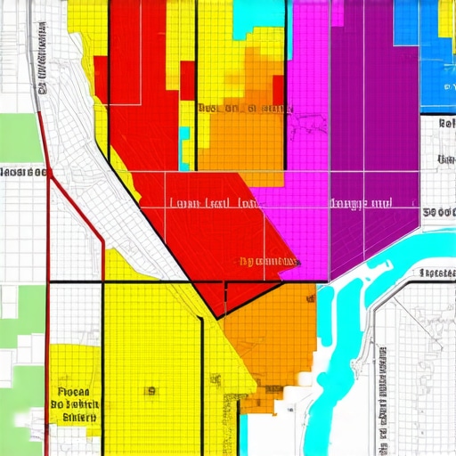 A local SEO rank tracking map showing grid nodes across a city.