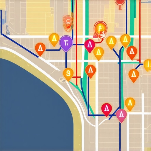 Diagram showing how service area pages connect to a Google Business Profile for better map pack ranking.