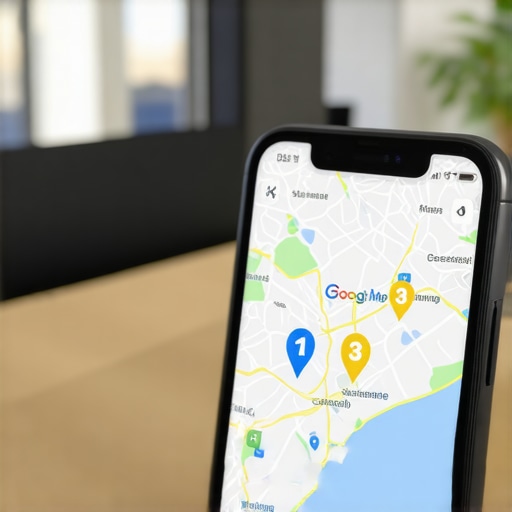 Local map pack ranking positions on a smartphone screen showing business map pack results.