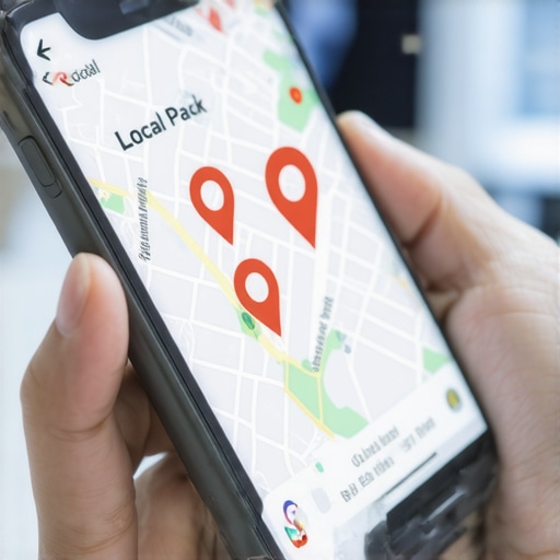 Winning the Local Map Pack Layout A smartphone showing local business map pack rankings for service providers.