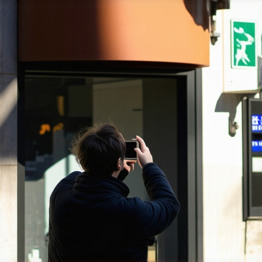 A person photographing a storefront to improve their business map pack ranking.